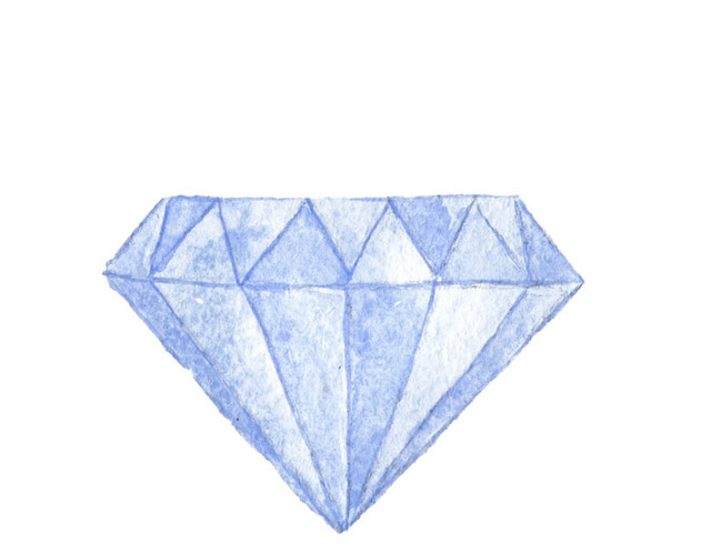 手绘淡蓝色简约钻石设计素材