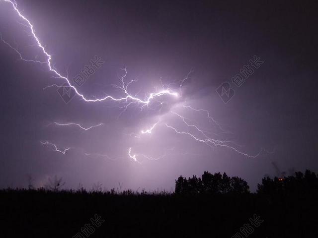 黑暗的 - 闪电 - 夜 - 天空 - 打雷 - 夜晚 - 天空