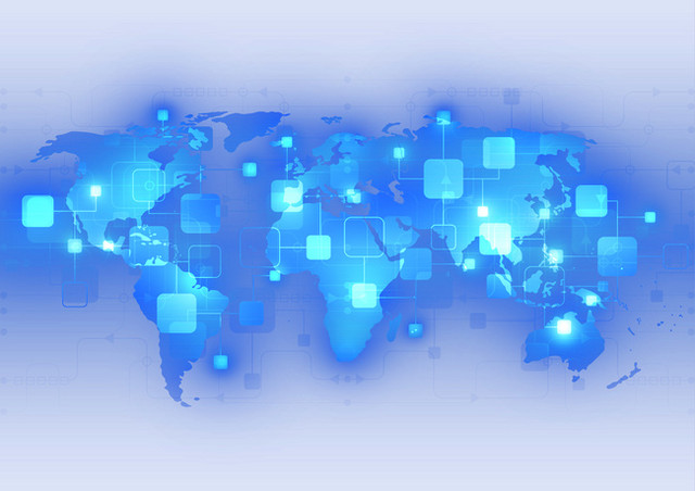 蓝色科技商务全球化地球地图定位