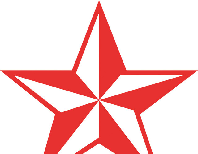 阴影交叉红白色星星五角星素材