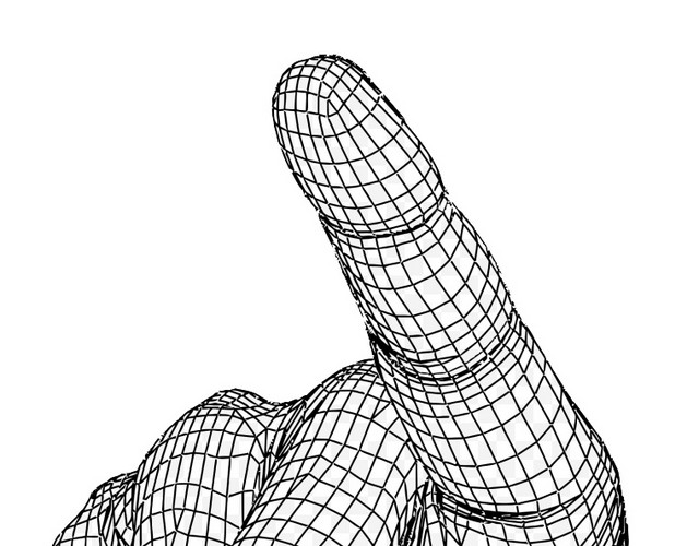 蓝色科技透明线条手指手掌