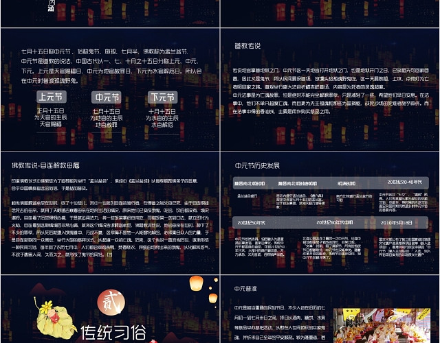 传统节日中元节介绍PPT模板