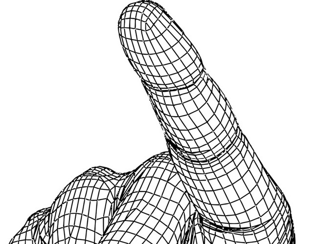 蓝色科技透明线条手掌手臂