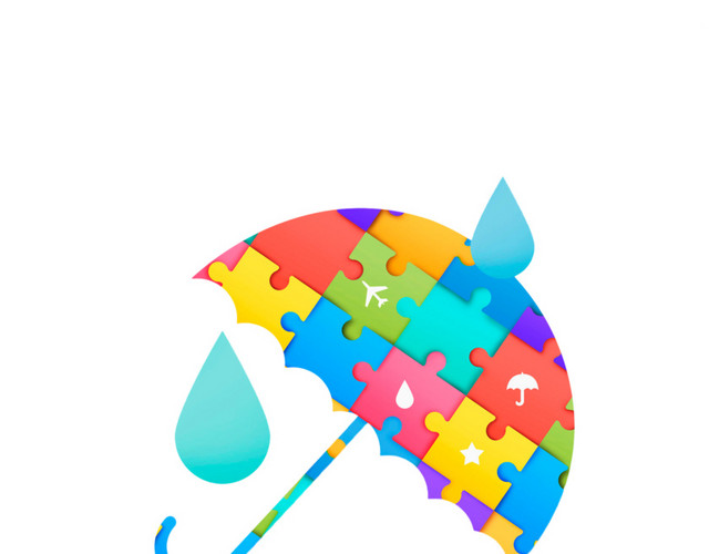 彩色拼图雨伞
