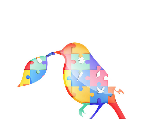 彩色拼图小鸟