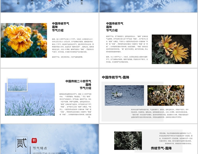 创意简约二十四节气霜降节气主题PPT模板