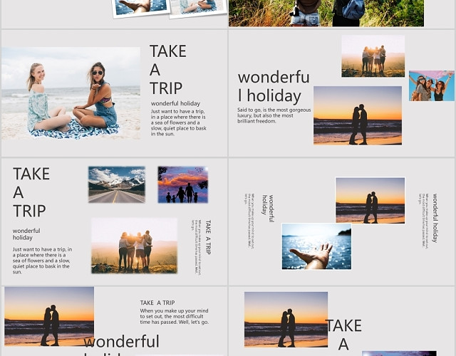 假日旅游轻松简约相册PPT模板