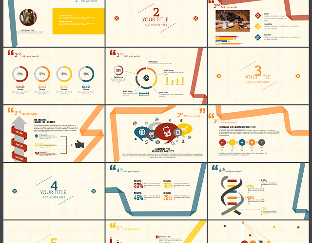 多彩扁平商务通用PPT模板