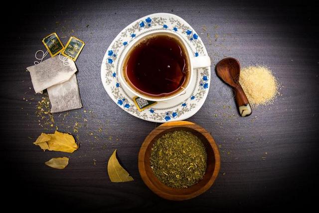 餐饮饮食咖啡配茶茶包背景图片