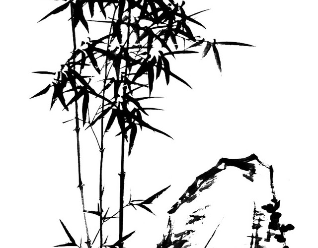 水墨简约清新写意竹子蛭石免抠素材