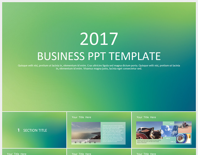 绿色风格小清新商务工作总结PPT模板