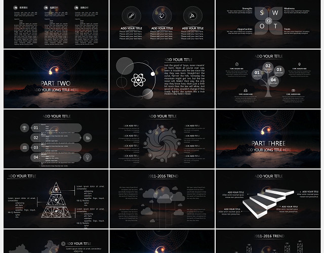 暗黑风格商务汇报通用PPT模板
