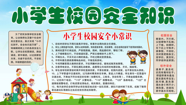 中小学安全教育日校园安全展板小学生校园安全知识常识