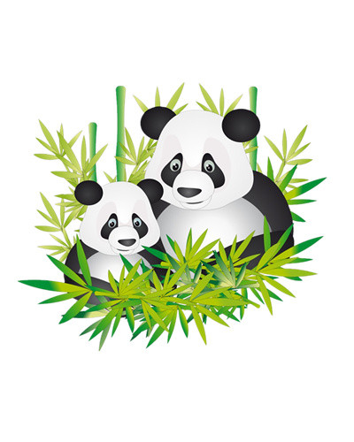 绿色简约小清新竹子熊猫免抠素材
