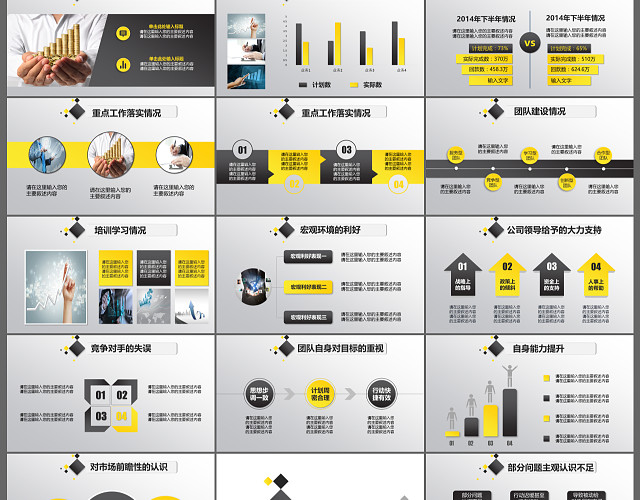 黑黄简约年终报告PPT模板