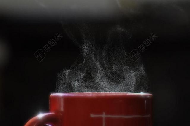餐饮唯美热气腾腾他的红色咖啡杯背景图片