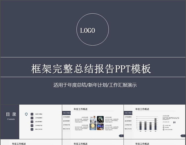 动态框架完整工作总结报告PPT模板
