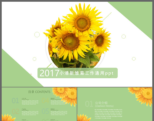 小清新雏菊工作通用PPT模板