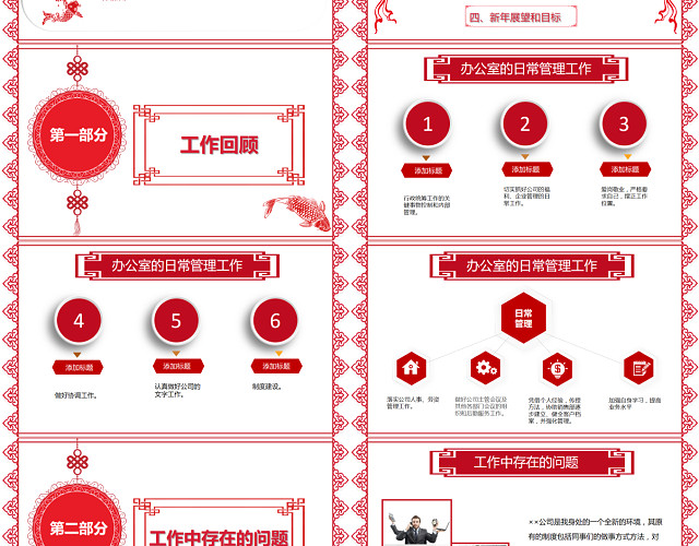 红色新年大气中国风行政部门年终总结PPT模板
