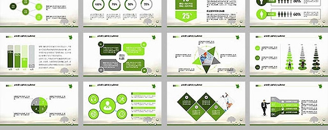 绿色环保扁平化工作总结汇报PPT模板