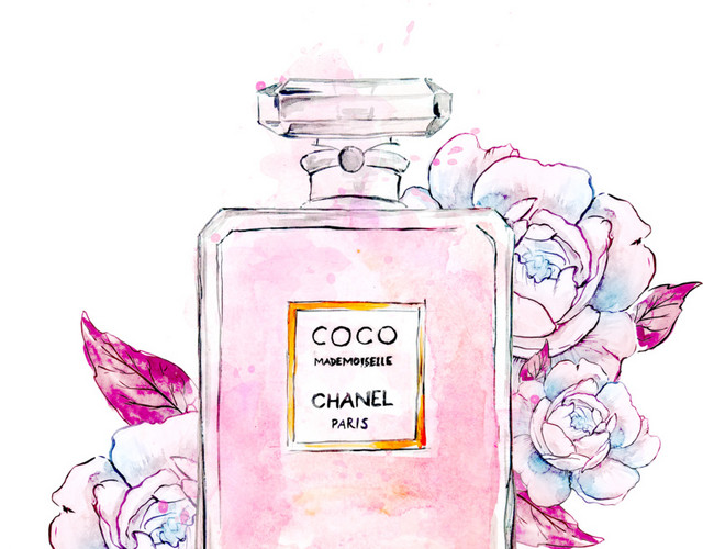 香奈儿COCO小姐香水水彩插画