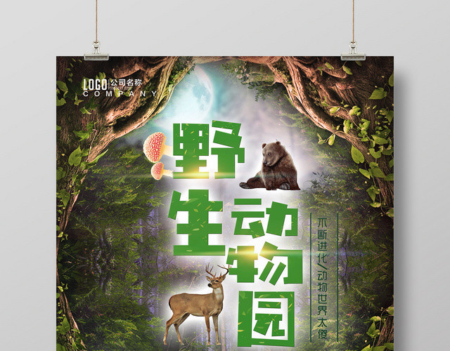 野生森林动物园保护动物海报