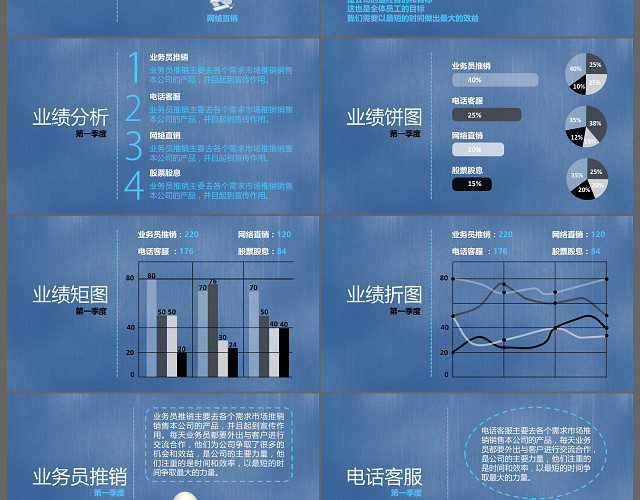蓝色简约大气商务汇报季度报告述职报告新年计划PPT模板