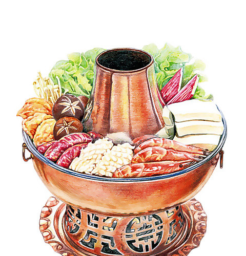 手绘美食火锅素材