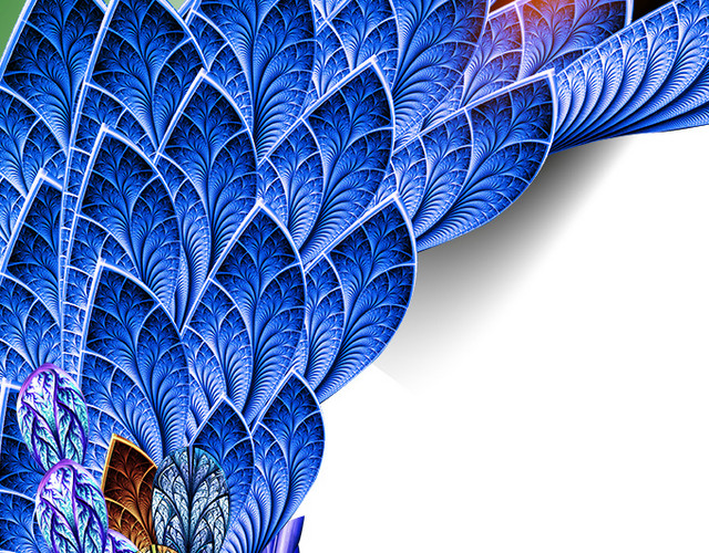 蓝色梦幻孔雀矢量插画