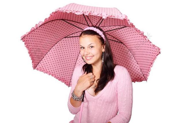 广告时尚撑伞的女子微笑背景图片