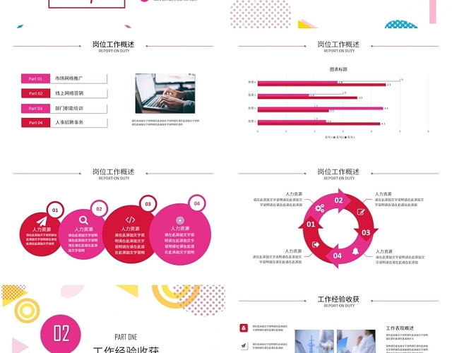 简约孟菲斯几何背景商务企业员工述职报告工作汇报总结PPT模板