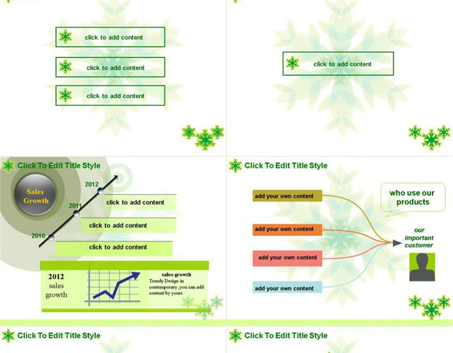 绿色雪花简洁 企业总结分析报告模板