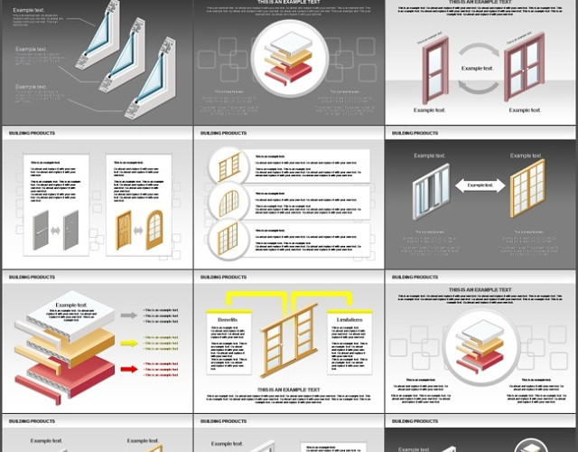 窗户 门 建筑材料说明指示分析PPT模板