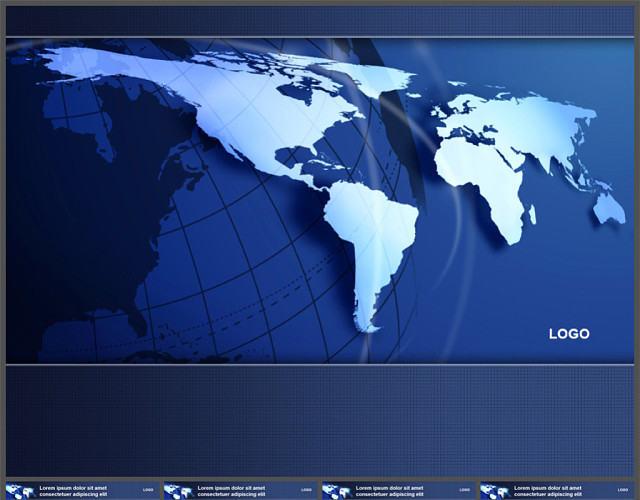 世界地图地球仪背景PPT模板