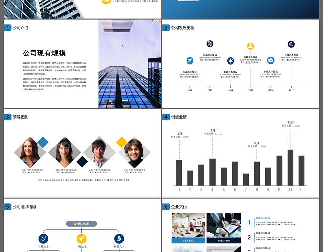 经典蓝色公司介绍企业宣传商务通用PPT模板