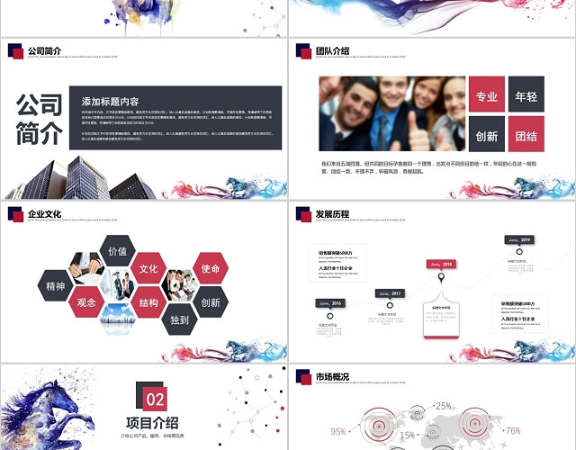 创意水墨风企业公司介绍公司简介产品宣传PPT模板