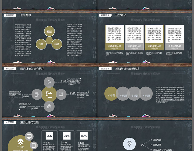 创业黑板风毕业论文答辩开题报告PPT模板