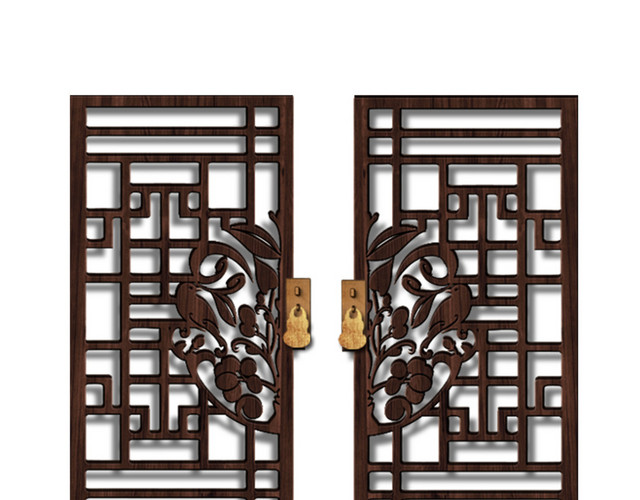 古代门窗 雕花门窗 复古门框 檀木窗