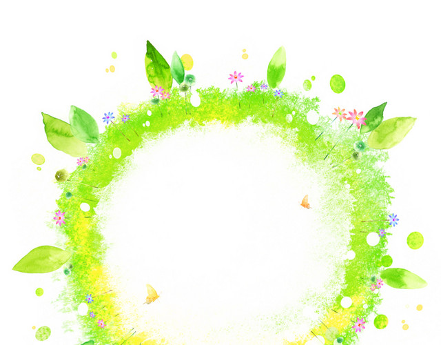 春天 绿色 树叶 小花