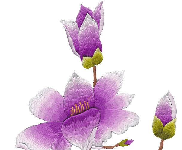 刺绣紫色鲜花设计素材