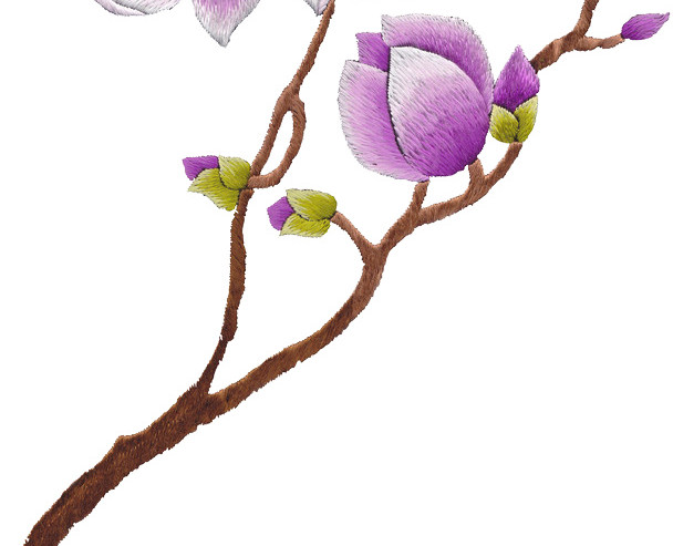 刺绣紫色鲜花设计素材