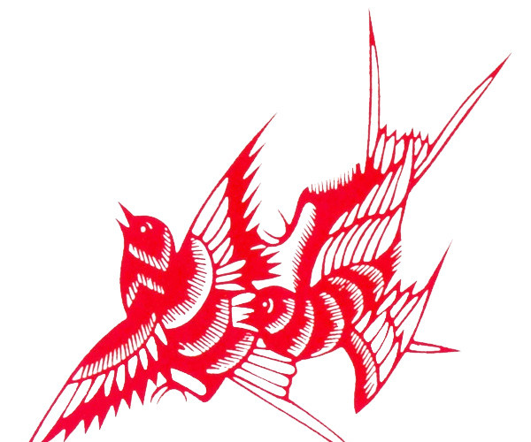 红色燕子剪纸设计素材