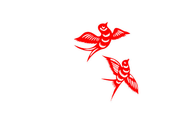 红色剪纸燕子设计素材