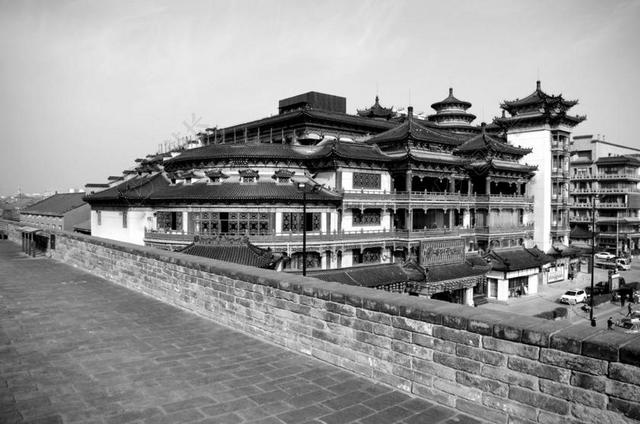 西安、 城墙、 黑白