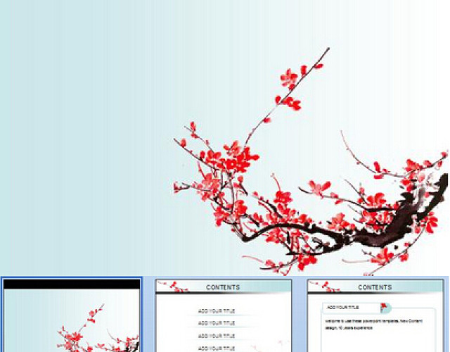 中国风水墨梅花PPT模板