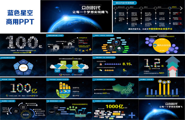 蓝色星空商务PPT