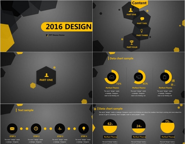 黄黑简洁商务PPT模板