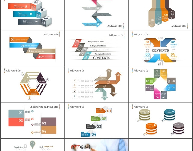 16套多彩创意目录PPT各式图表打