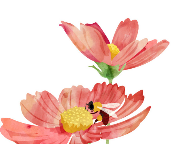 蜜蜂采蜜矢量素材