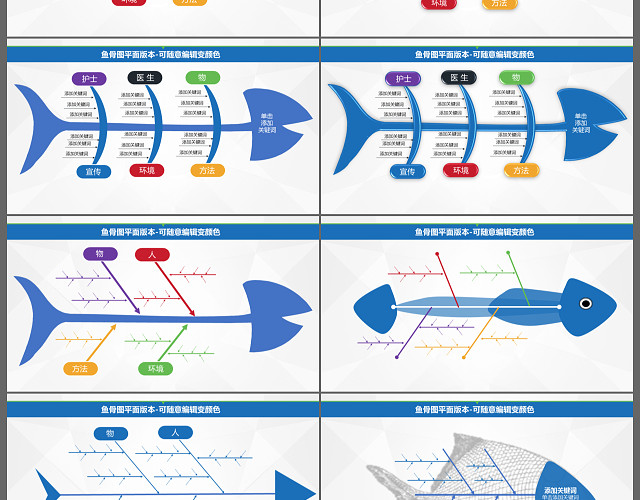 鱼骨图PPT品管圈QC图表PPT模板